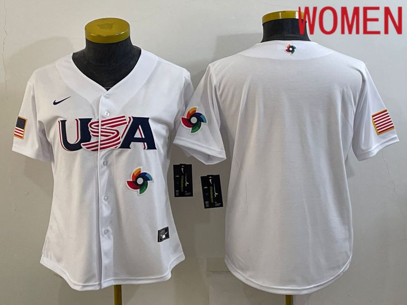 Women 2023 World Cub USA Blank White Nike MLB Jersey3->women mlb jersey->Women Jersey